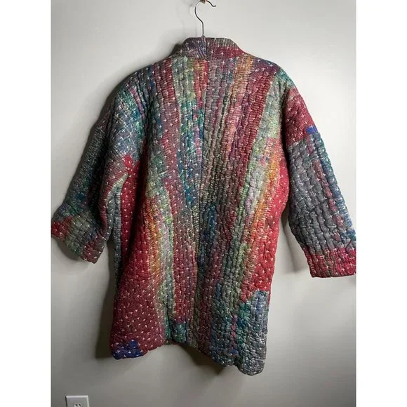 Anthropologie Neeru Kumar Stitched Sharona Quilted Blanket Kimono Jacket Size L - Picture 7 of 9